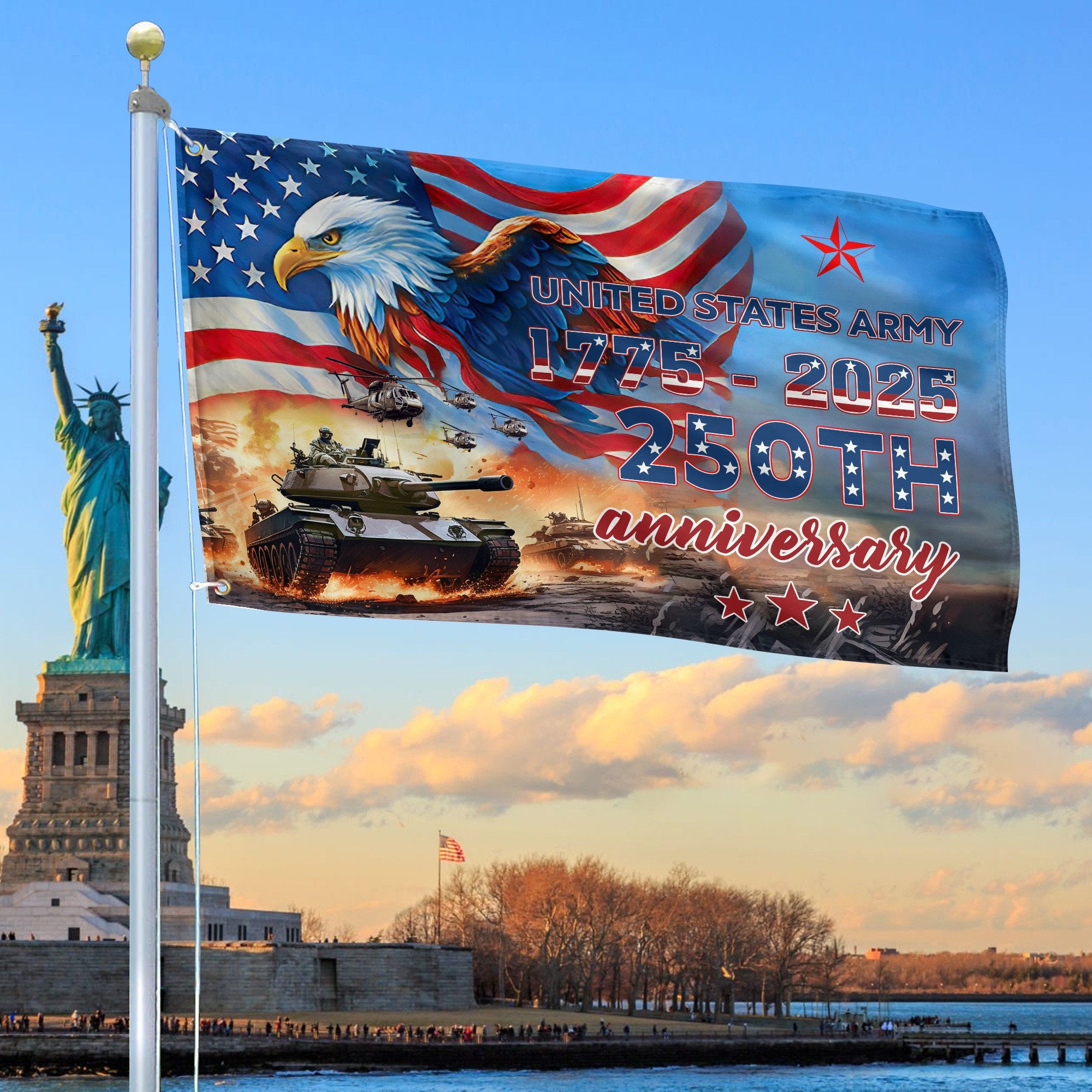 Premium 250th Anniversary Of The Army Grommet Flag VPVC120028, Gifts For Army Veteran, Best Gifts On Father's Day, Veterans Day.