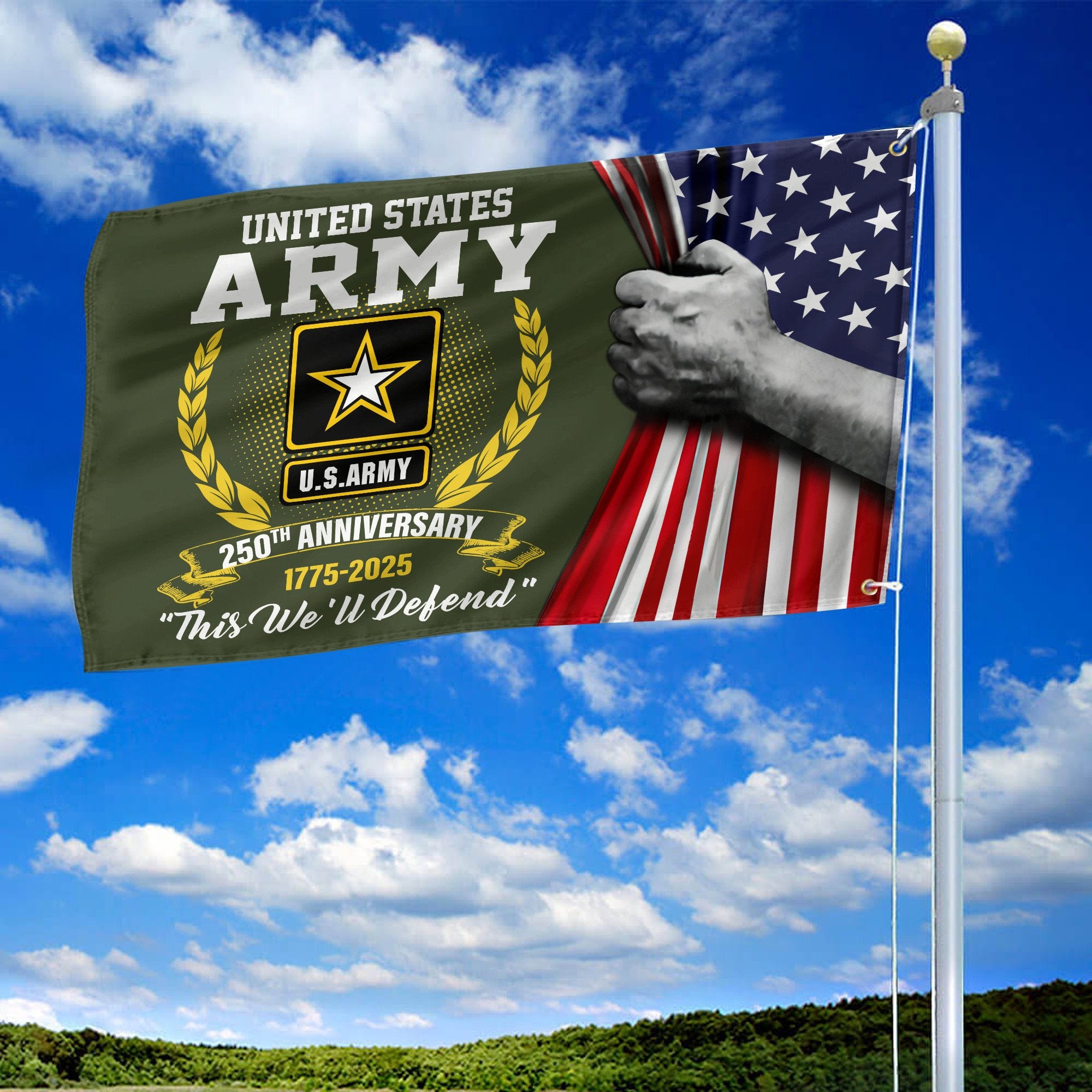 Premium 250th Anniversary Of The Army Grommet Flag VPVC120038, Gifts For Army Veteran, Best Gifts On Father's Day, Veterans Day.