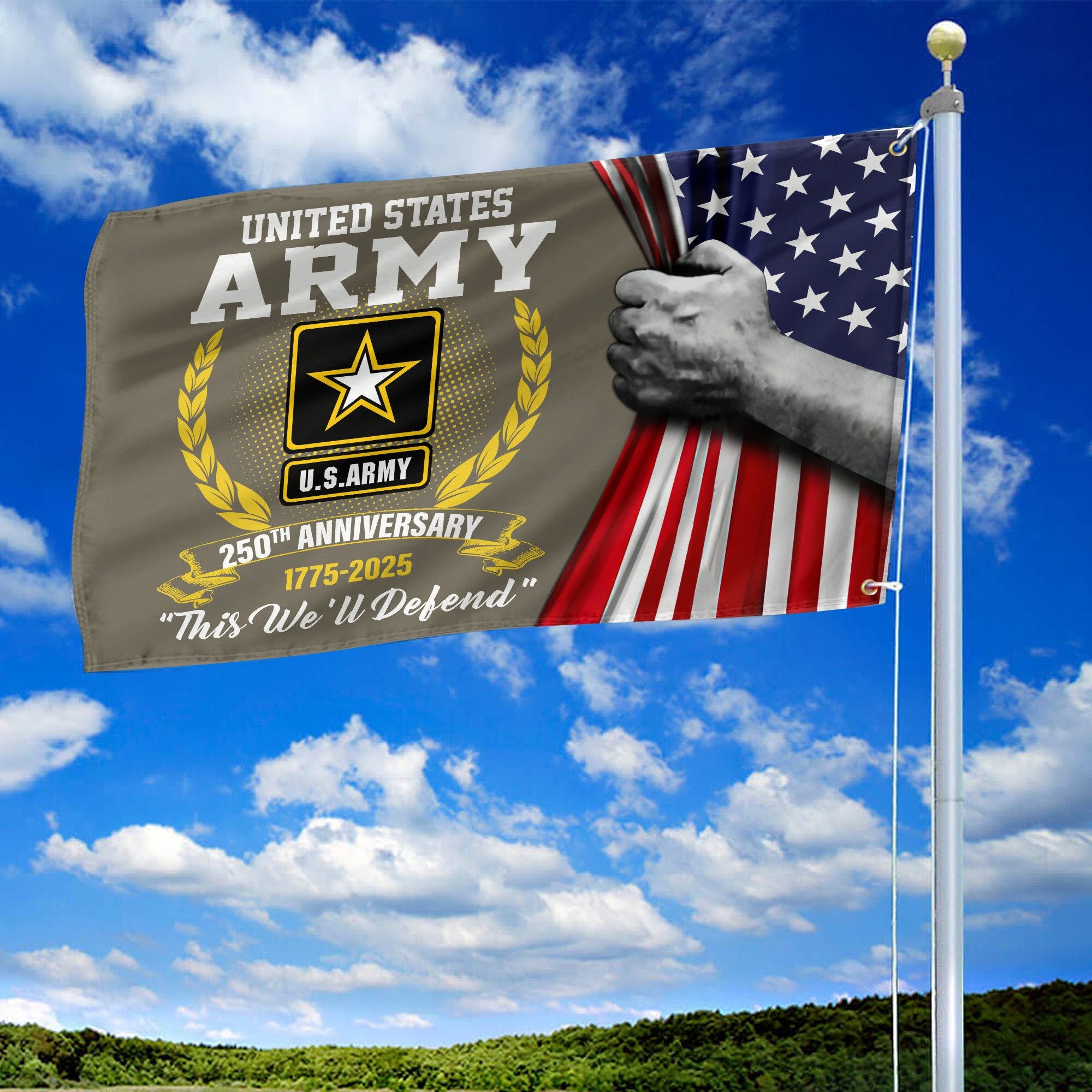 Premium 250th Anniversary Of The Army Grommet Flag VPVC120039, Gifts For Army Veteran, Best Gifts On Father's Day, Veterans Day.