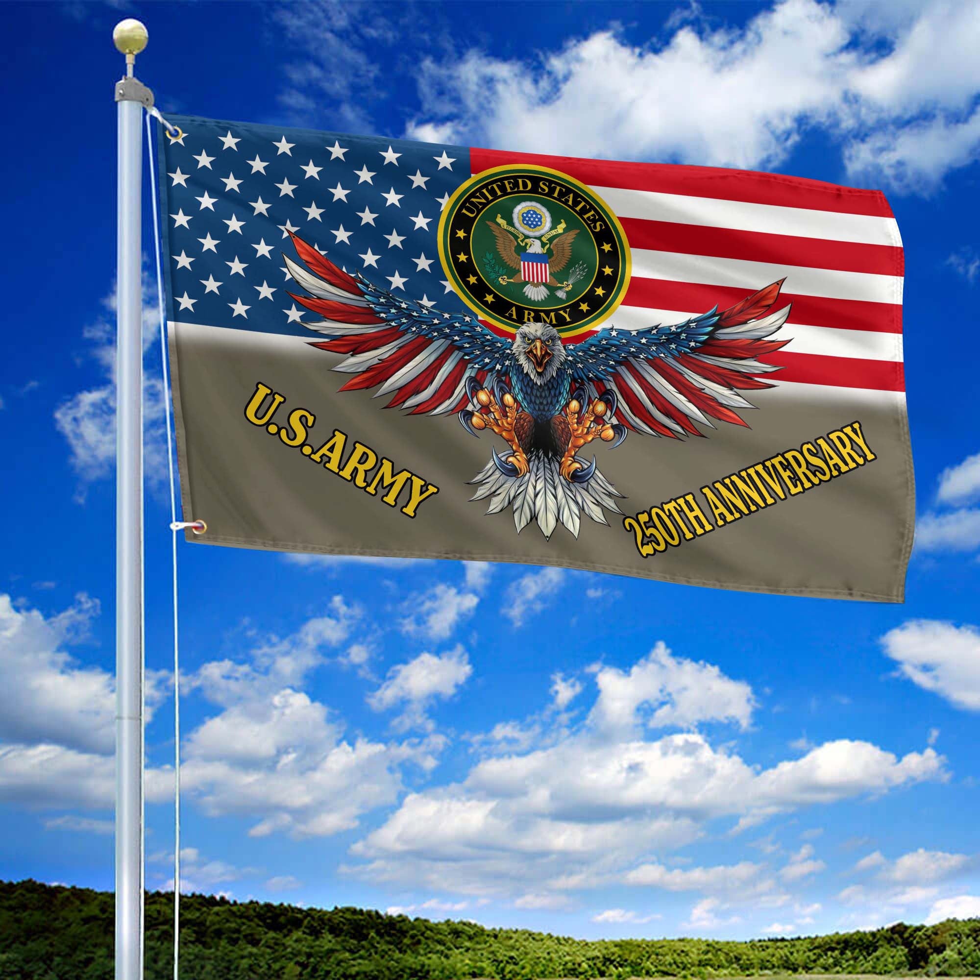 Premium 250th Anniversary Of The Army Grommet Flag VPVC120018, Gifts For Army Veteran, Best Gifts On Father's Day, Veterans Day.