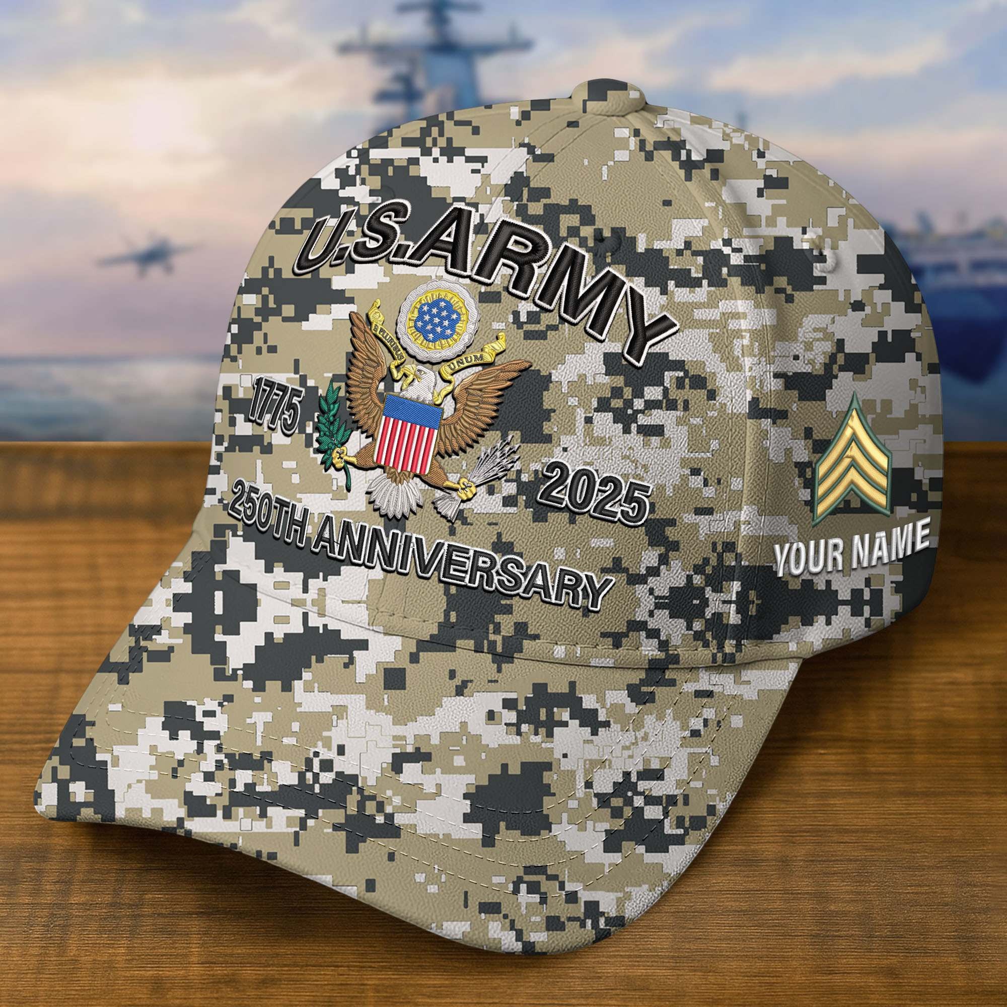 Premium 250th Anniversary Of The Army Embroidered Hats VPVC308201, Custom Name & Rank, Gifts For Army Veteran, Gifts On Father's Day, Veterans Day.