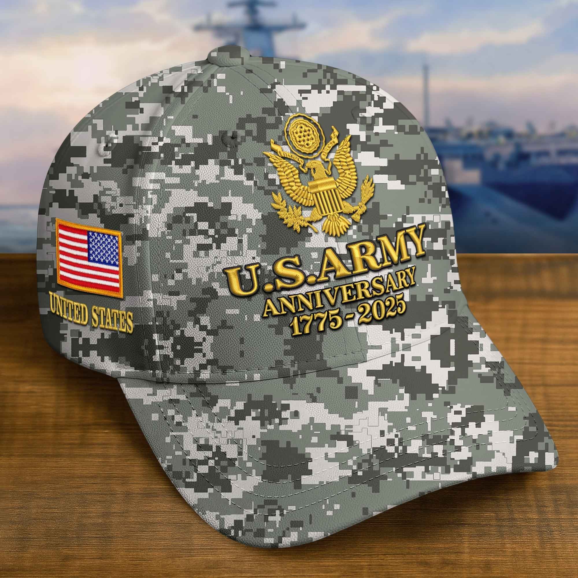 Premium 250th Anniversary Of The Army Embroidered Hats VPVC308302, Custom Name & Rank, Gifts For Army Veteran, Gifts On Father's Day, Veterans Day.
