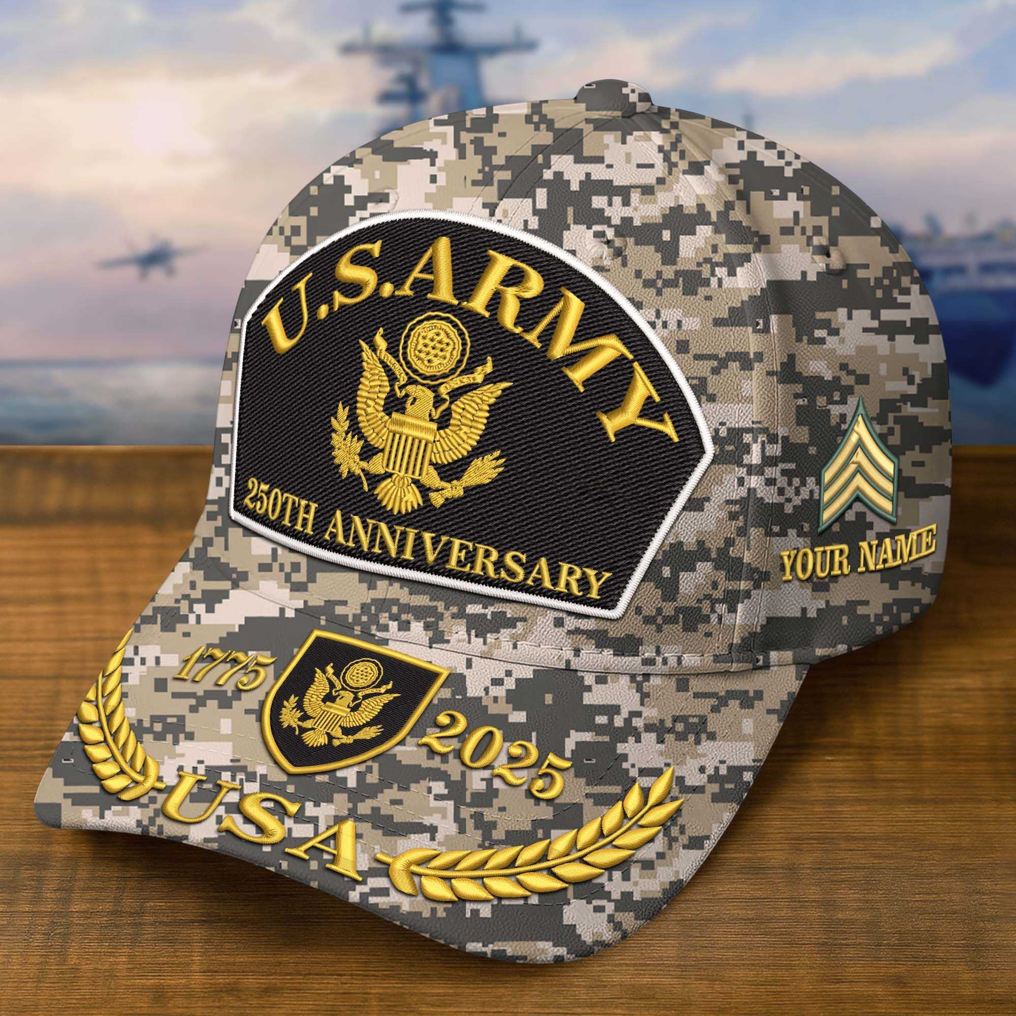 Premium 250th Anniversary Of The Army Embroidered Hats VPVC308401, Custom Name & Rank, Gifts For Army Veteran, Gifts On Father's Day, Veterans Day.