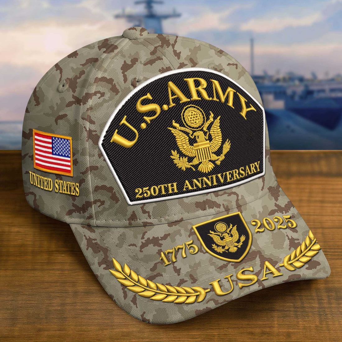 Premium 250th Anniversary Of The Army Embroidered Hats VPVC308402, Custom Name & Rank, Gifts For Army Veteran, Gifts On Father's Day, Veterans Day.