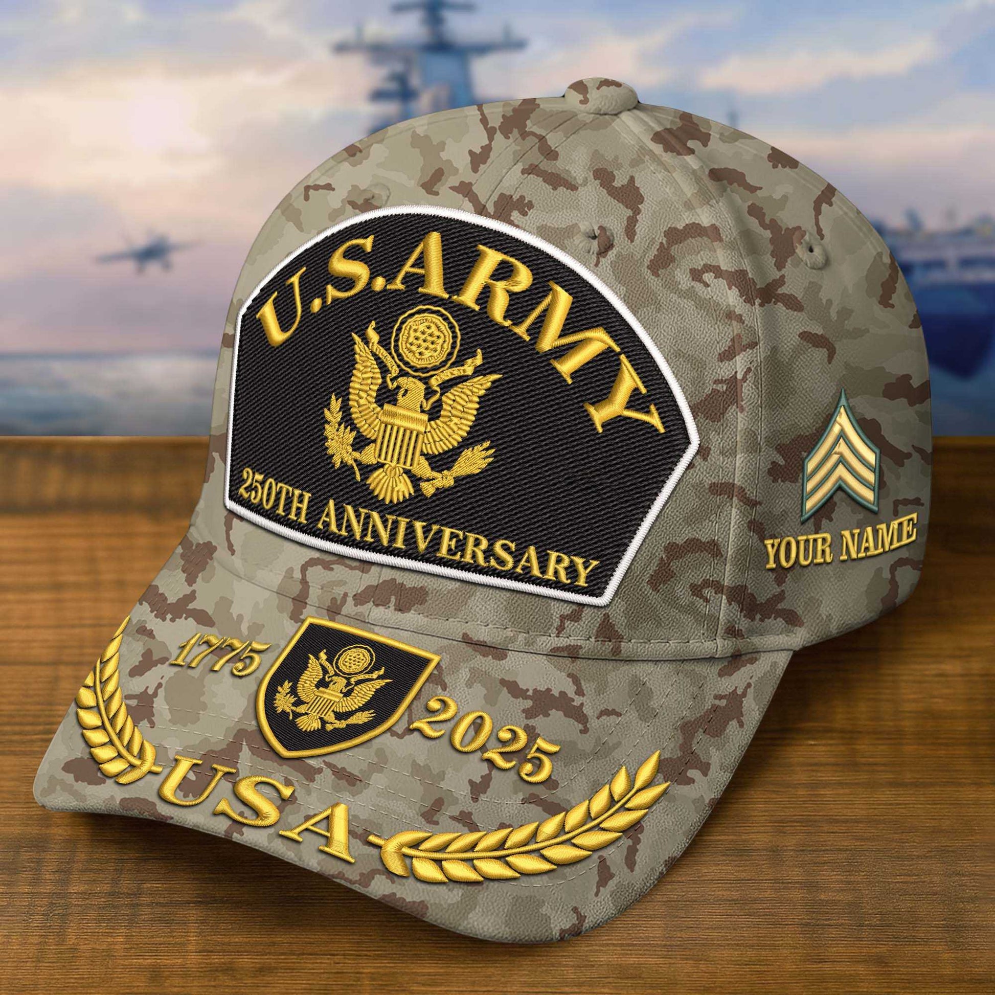 Premium 250th Anniversary Of The Army Embroidered Hats VPVC308402, Custom Name & Rank, Gifts For Army Veteran, Gifts On Father's Day, Veterans Day.