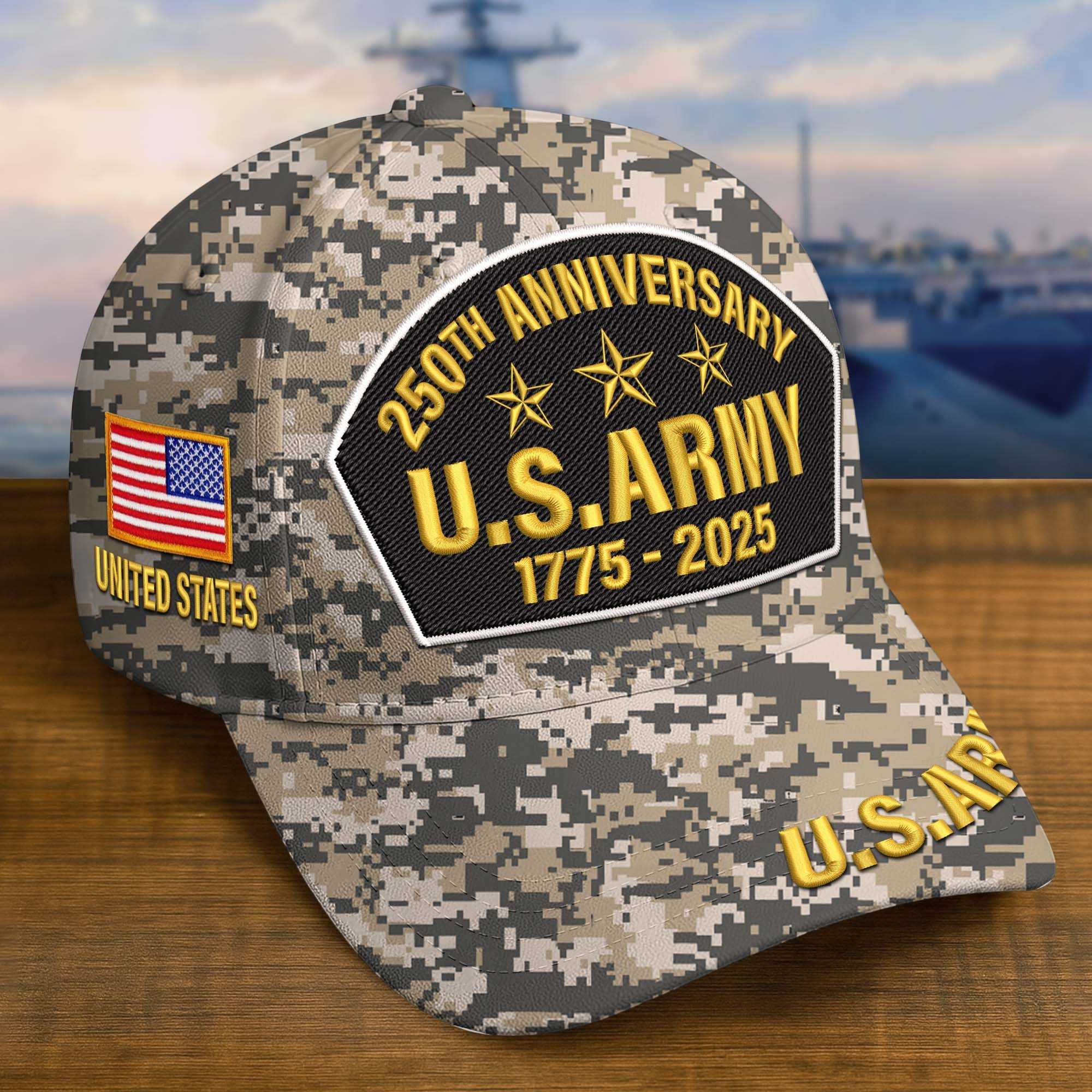 Premium 250th Anniversary Of The Army Embroidered Hats VPVC308501, Custom Name & Rank, Gifts For Army Veteran, Gifts On Father's Day, Veterans Day.