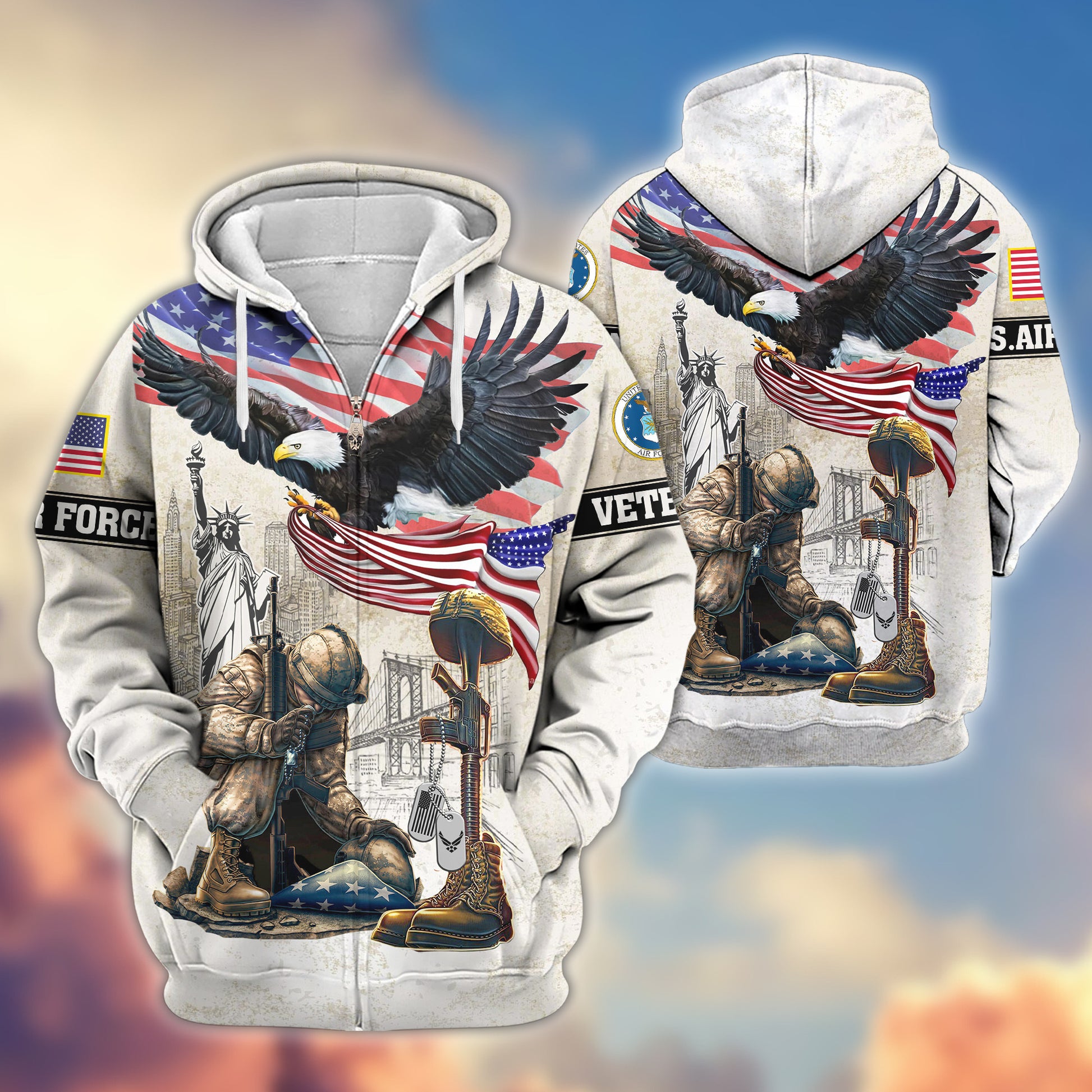 Premium USAF Zip Hoodie VPVC607704, Gifts For Air Force Veteran, Gifts On Father's Day, Veterans Day.