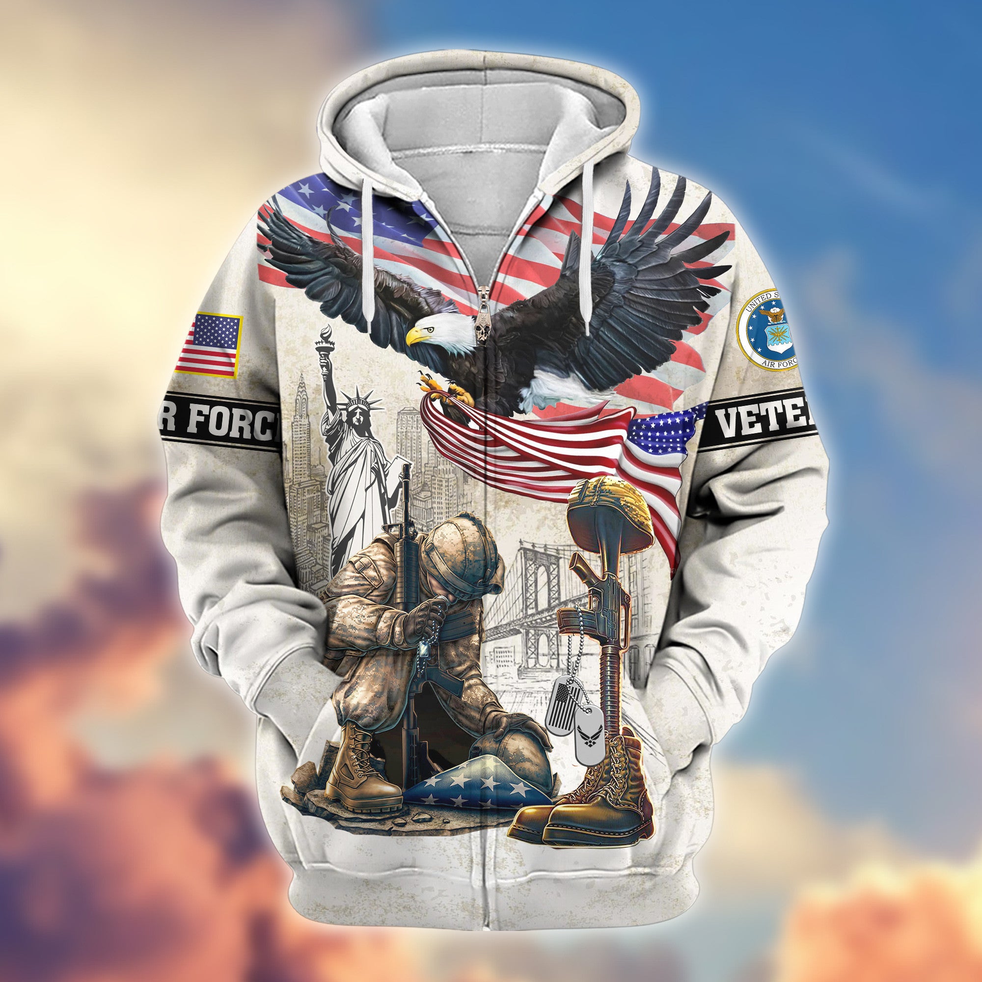 Premium USAF Zip Hoodie VPVC607704, Gifts For Air Force Veteran, Gifts On Father's Day, Veterans Day.