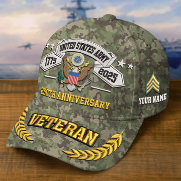 Premium 250th Anniversary Of The Army Embroidered Hats VPVC308803, Custom Name & Rank, Gifts For Army Veteran, Gifts On Father's Day, Veterans Day.