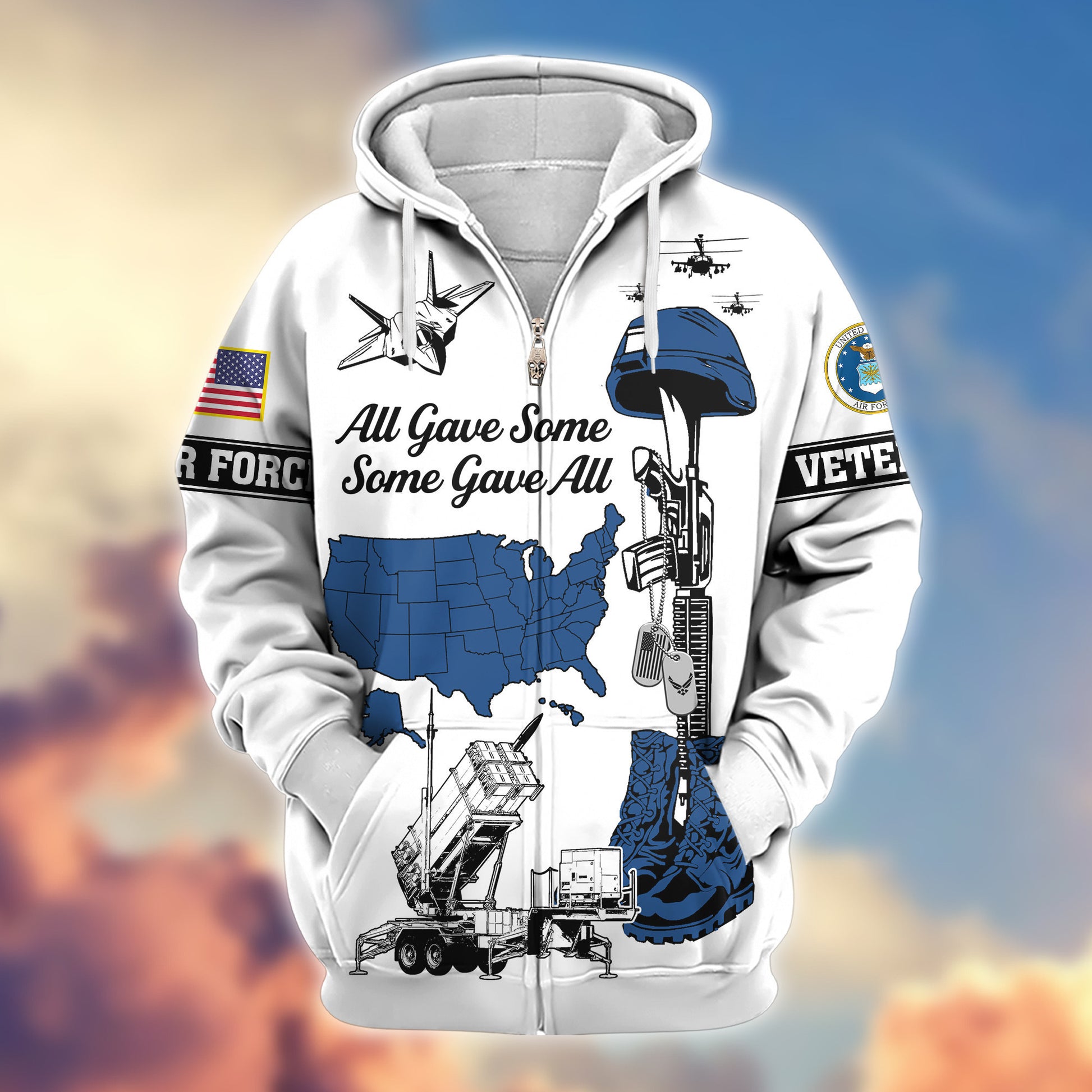 Premium USAF Zip Hoodie VPVC607904, Gifts For Air Force Veteran, Gifts On Father's Day, Veterans Day.