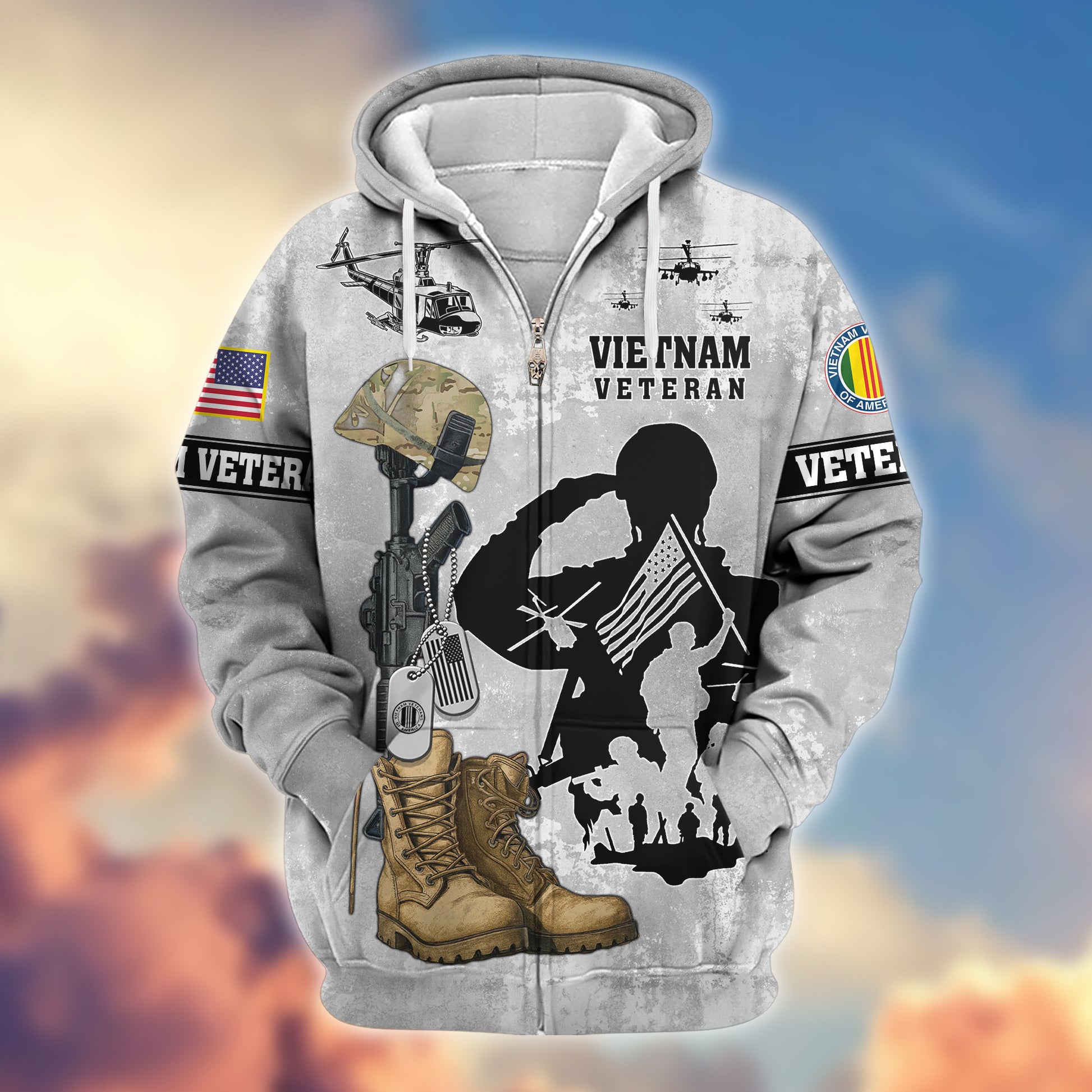 Premium Vietnam Veteran Zip Hoodie VPVC608006, Gifts For Vietnam Veteran, Gifts On Father's Day, Veterans Day.