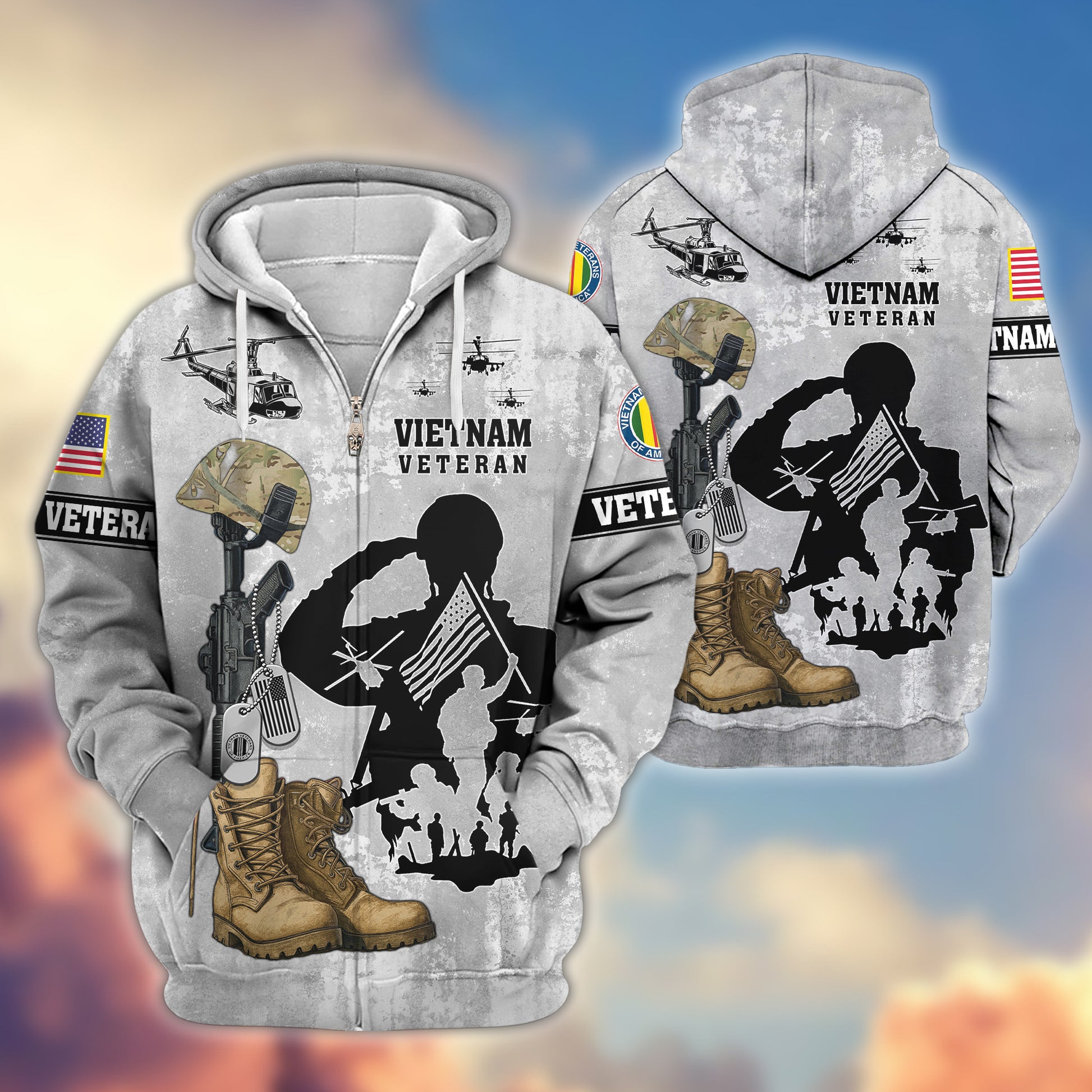 Premium Vietnam Veteran Zip Hoodie VPVC608006, Gifts For Vietnam Veteran, Gifts On Father's Day, Veterans Day.