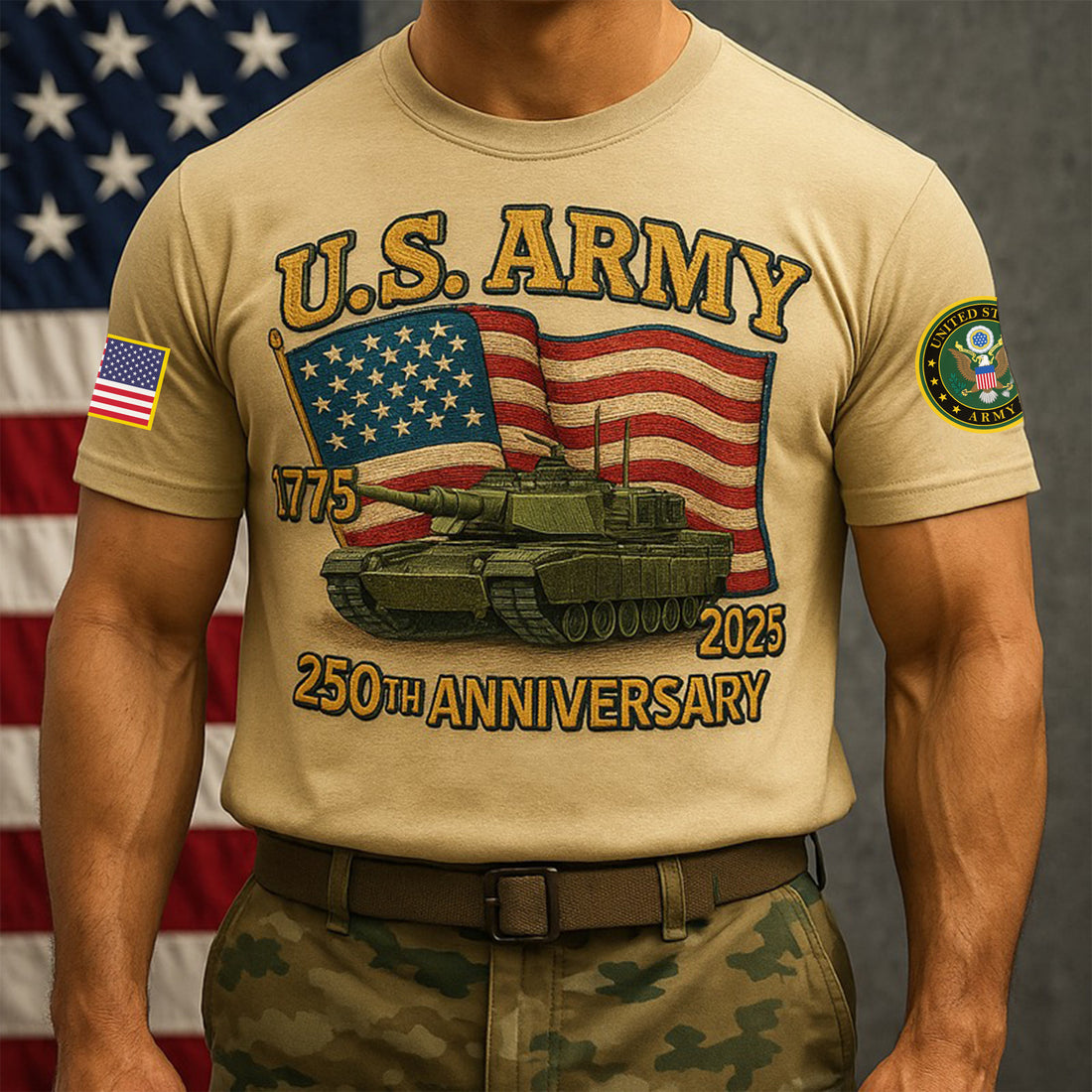 Premium 250th Anniversary Of The Army T-Shirt VPVC930007, Gifts For Army Veteran, Gifts On Father's Day, Veterans Day.
