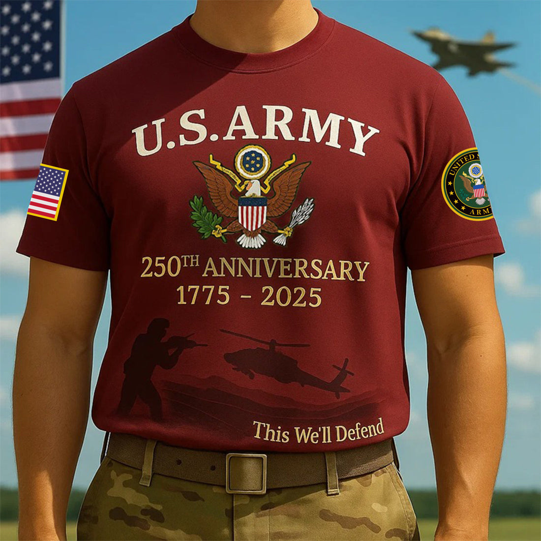 Premium 250th Anniversary Of The Army T-Shirt VPVC930012, Gifts For Army Veteran, Gifts On Father's Day, Veterans Day.