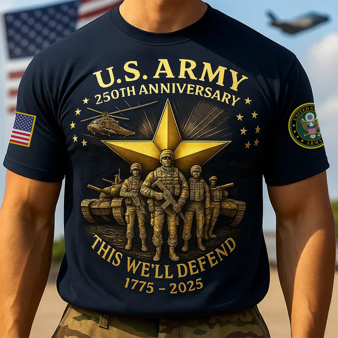 Premium 250th Anniversary Of The Army T-Shirt VPVC930019, Gifts For Army Veteran, Gifts On Father's Day, Veterans Day.
