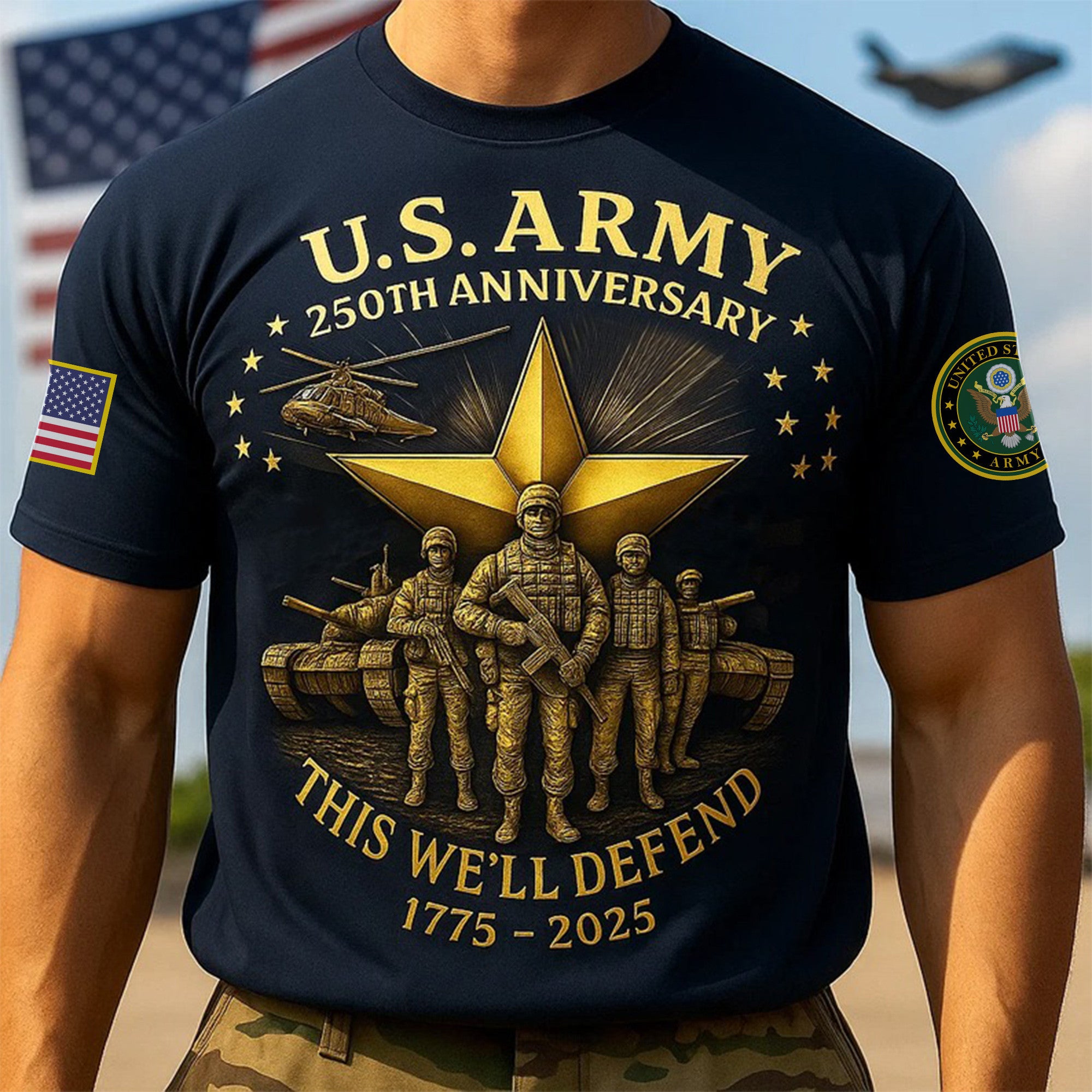 Premium 250th Anniversary Of The Army T-Shirt VPVC930019, Gifts For Army Veteran, Gifts On Father's Day, Veterans Day.