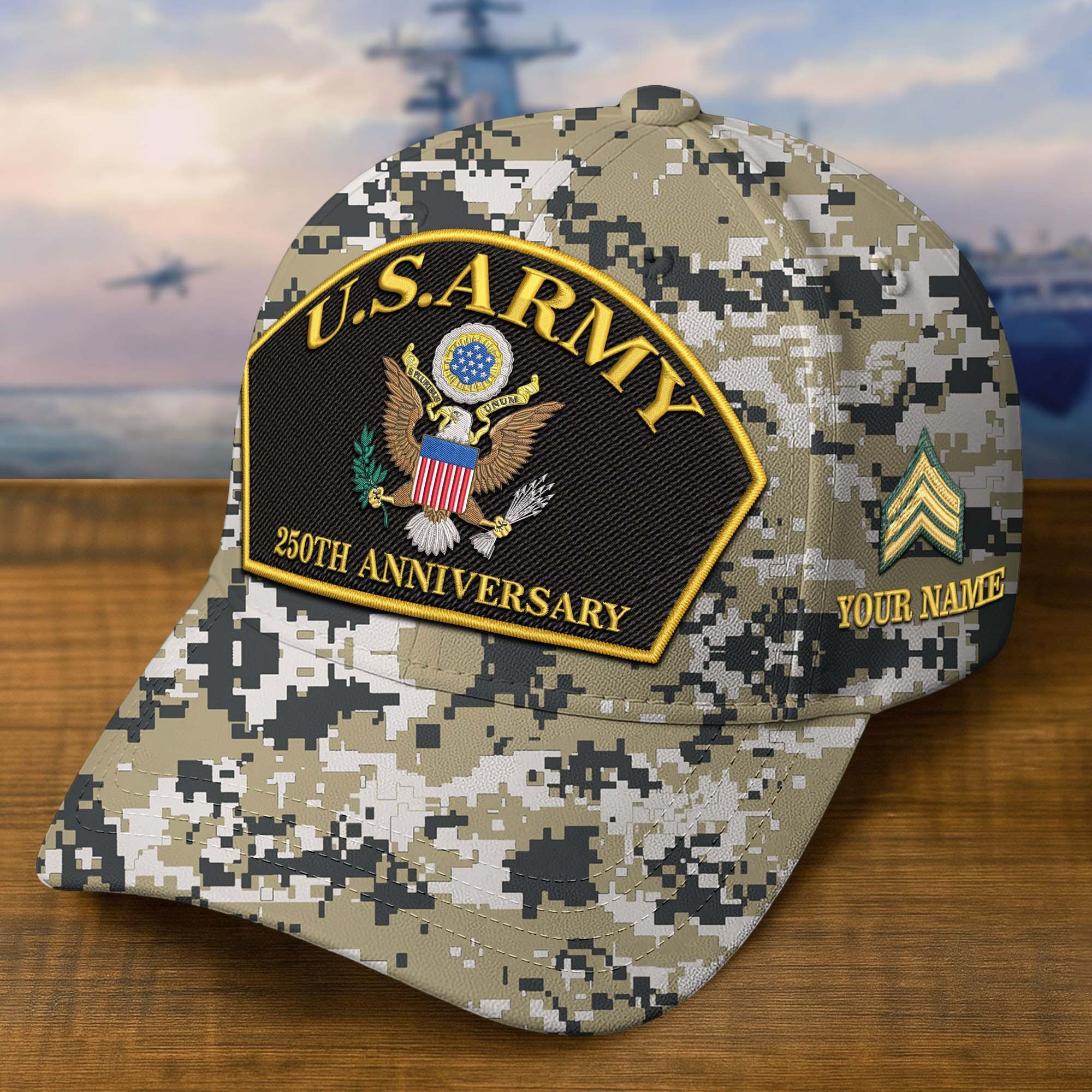 Premium 250th Anniversary Of The Army Embroidered Hats VPVC309001, Custom Name & Rank, Gifts For Army Veteran, Gifts On Father's Day, Veterans Day.