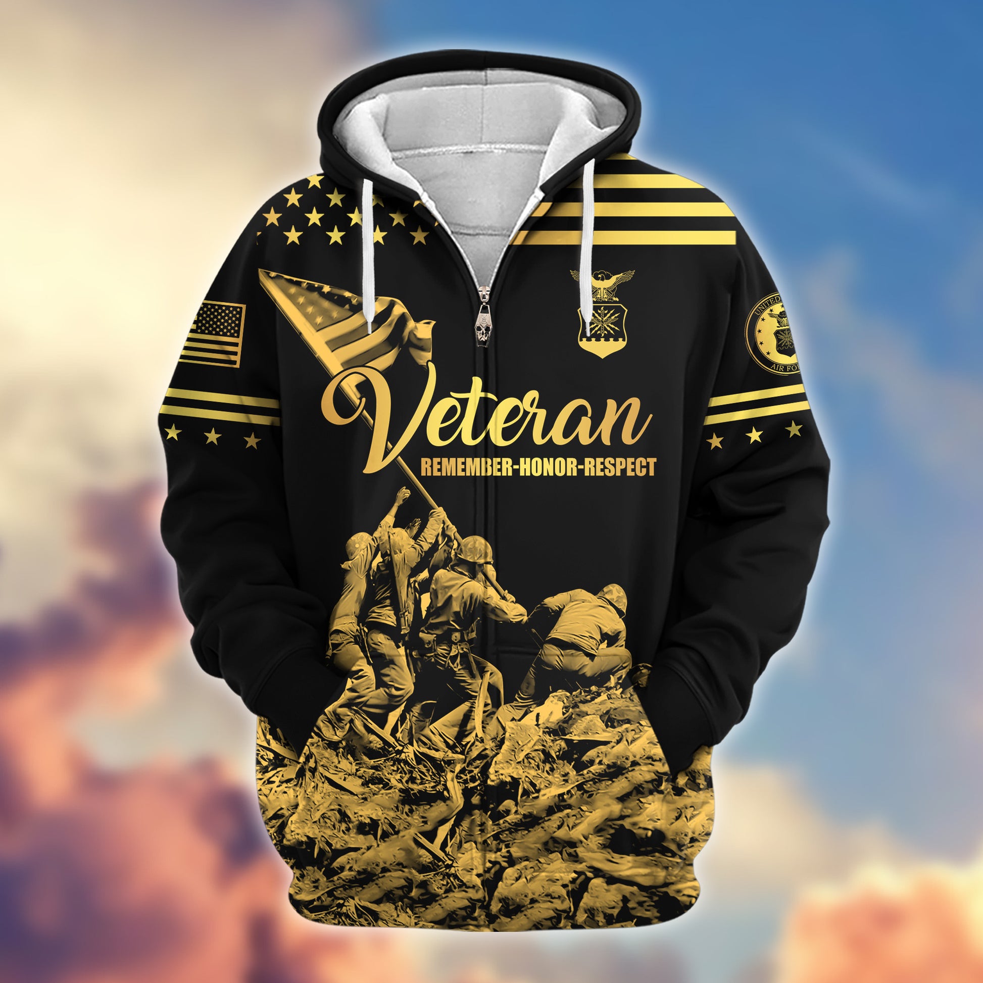 Premium USAF Zip Hoodie VPVC608104, Gifts For Air Force Veteran, Gifts On Father's Day, Veterans Day.