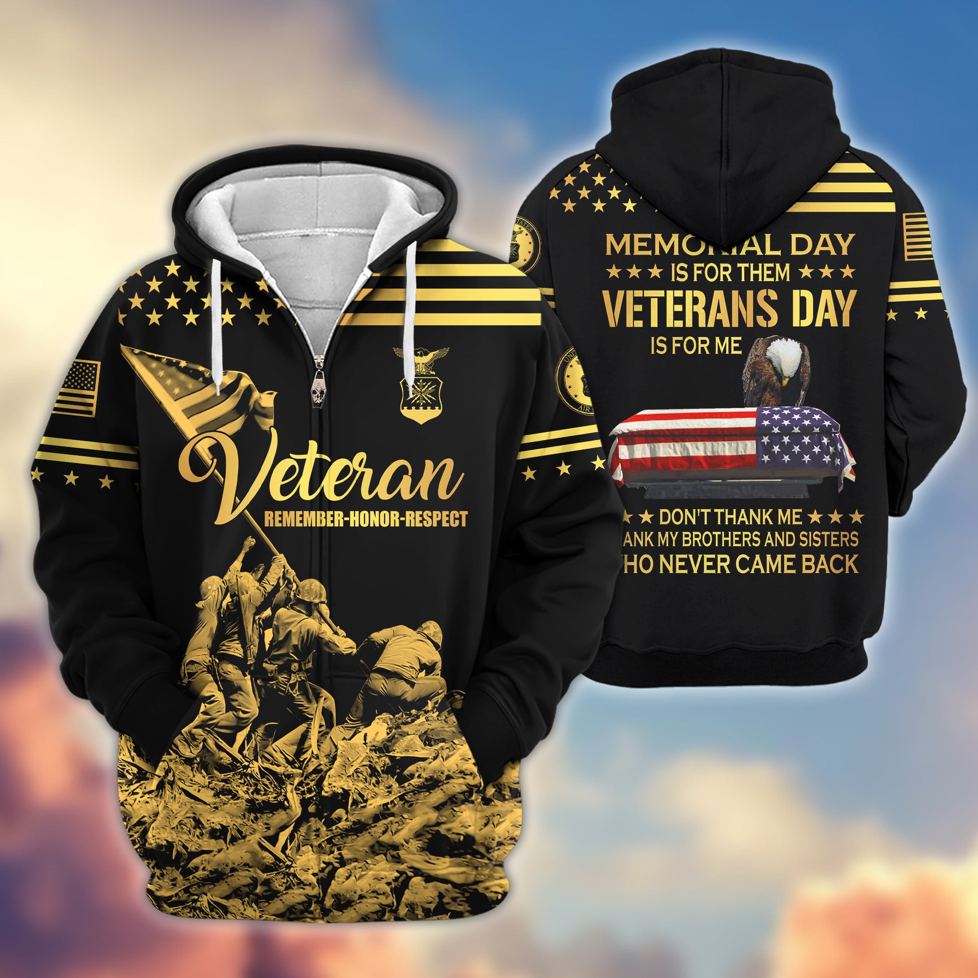 Premium USAF Zip Hoodie VPVC608104, Gifts For Air Force Veteran, Gifts On Father's Day, Veterans Day.