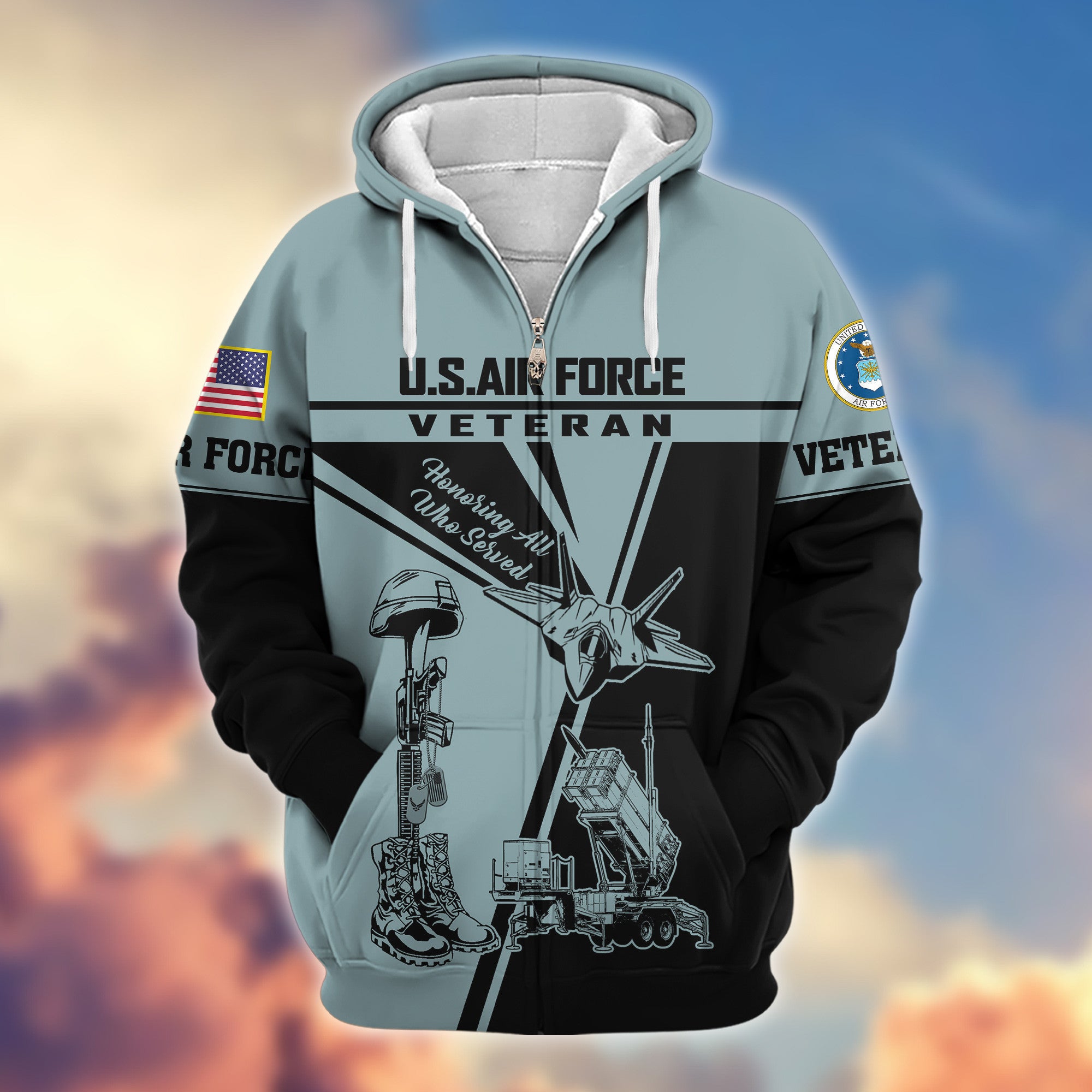 Premium USAF Zip Hoodie VPVC608204, Gifts For Air Force Veteran, Gifts On Father's Day, Veterans Day.