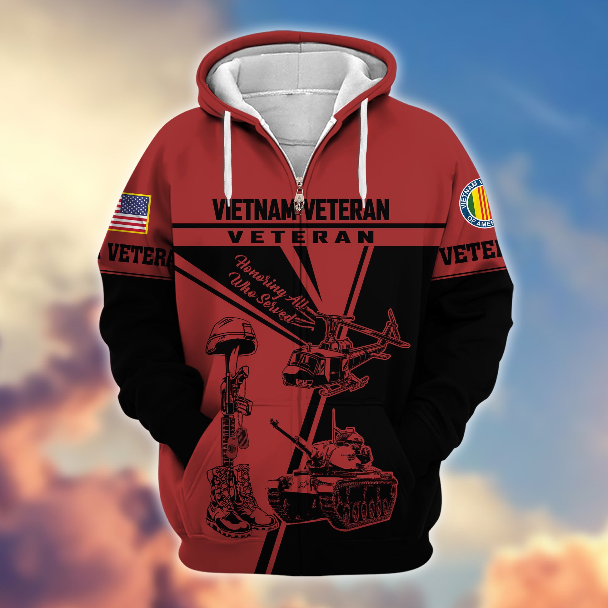 Premium Vietnam Veteran Zip Hoodie VPVC608206, Gifts For Vietnam Veteran, Gifts On Father's Day, Veterans Day.