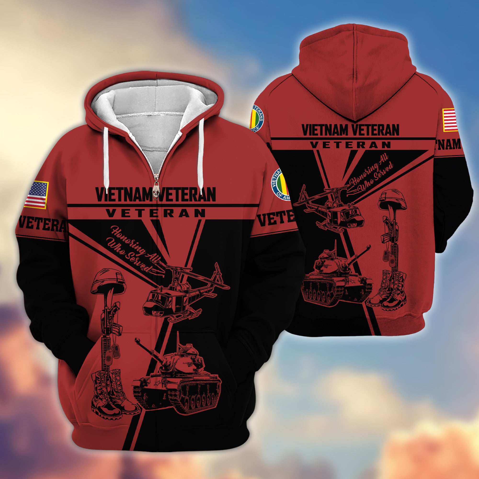 Premium Vietnam Veteran Zip Hoodie VPVC608206, Gifts For Vietnam Veteran, Gifts On Father's Day, Veterans Day.