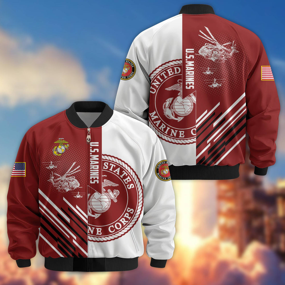 Premium USMC Veteran Bomber Jacket VPVC803403, Gifts For US Marine Veteran, Gifts On Father's Day, Veterans Day.