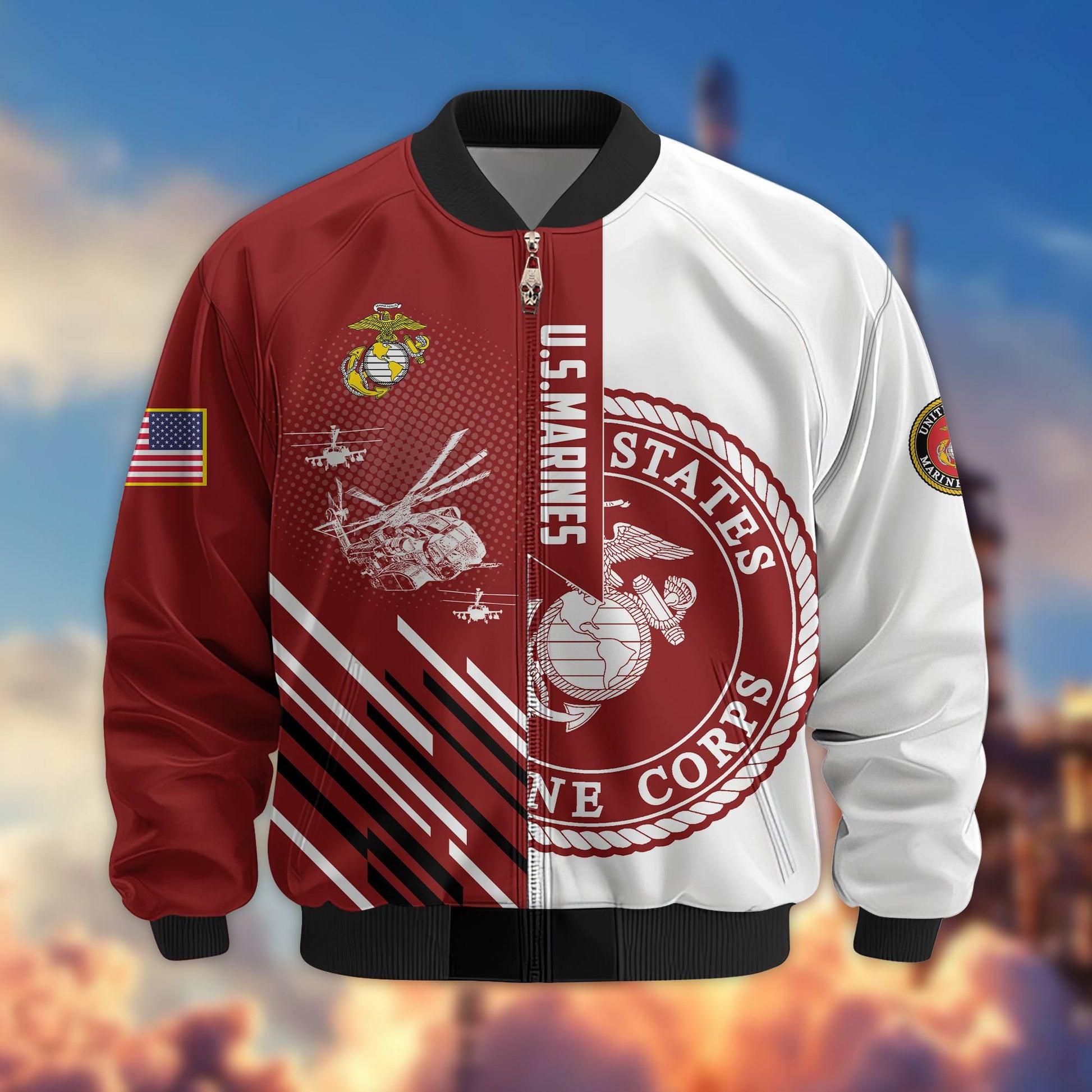 Premium USMC Veteran Bomber Jacket VPVC803403, Gifts For US Marine Veteran, Gifts On Father's Day, Veterans Day.