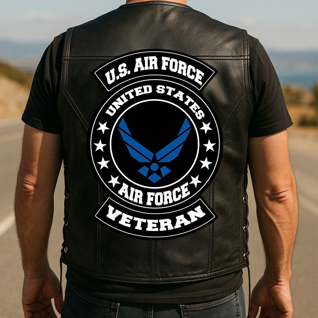 Premium USAF Veterans Custom Leather Motor Vest VPVC702104, Gifts For Air Force Veteran, Gifts On Father's Day, Veterans Day.