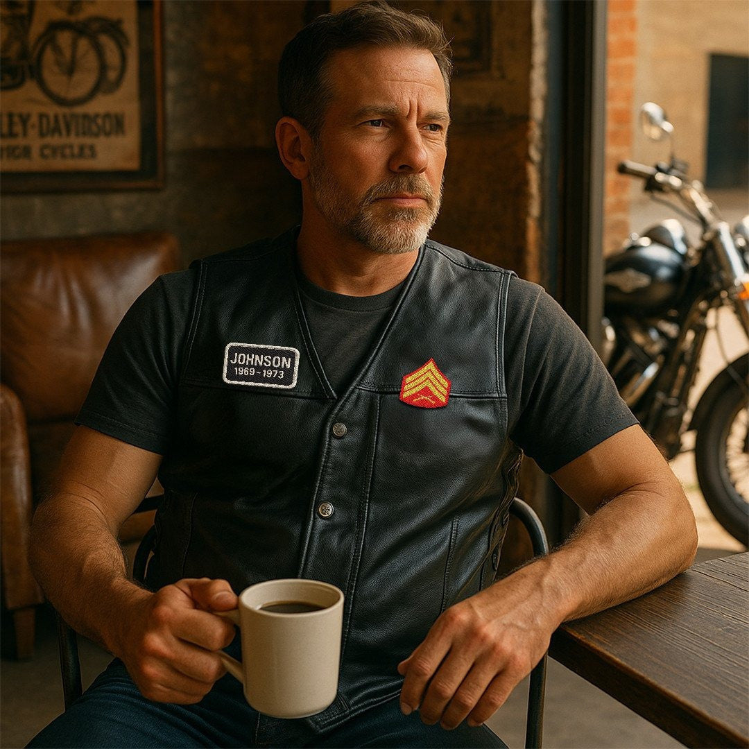 Premium USMC Veterans Custom Leather Motor Vest VPVC702136, Gifts For Marine Veteran, Gifts On Father's Day, Veterans Day.