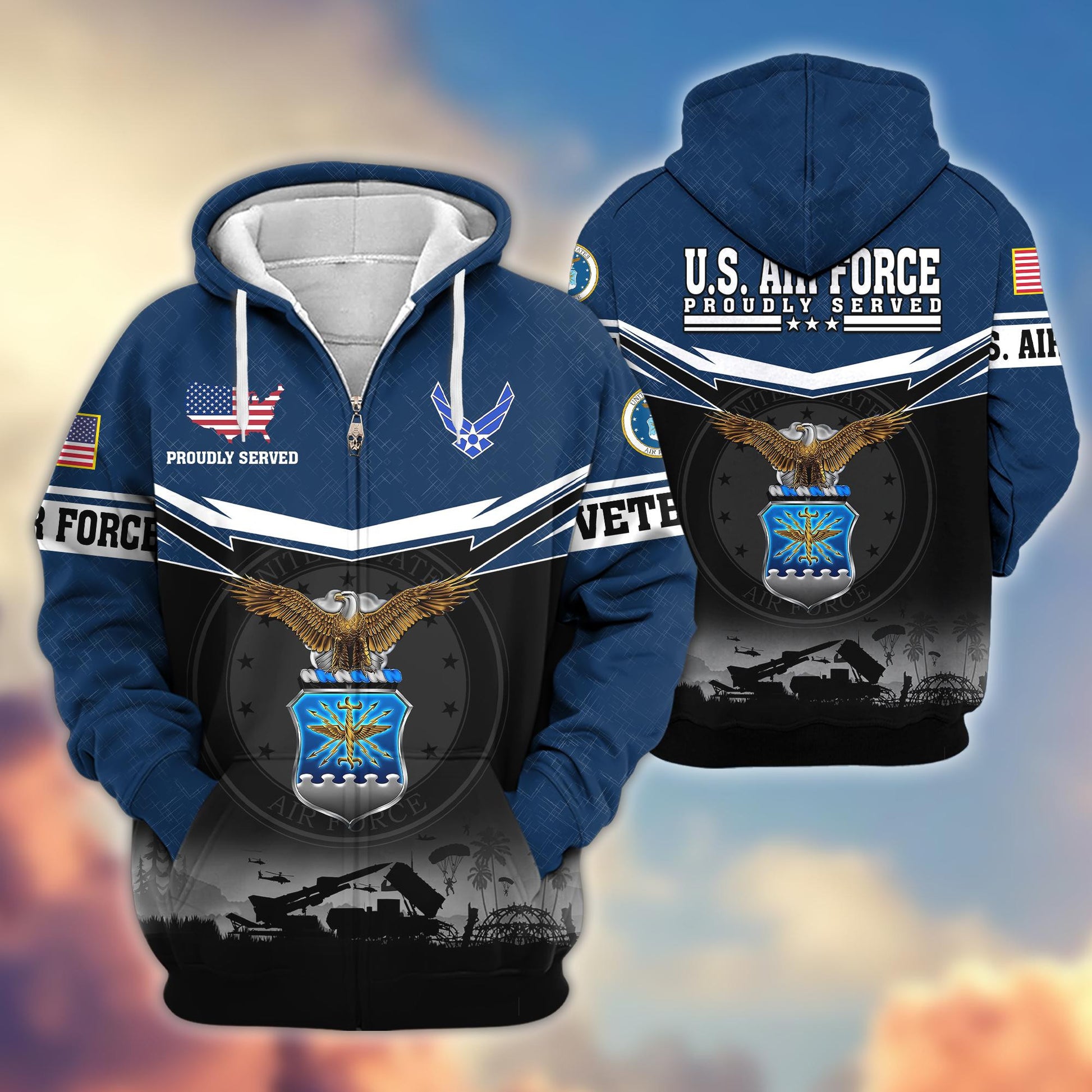 Premium US Veterans Zip Hoodie BPHN131011, Gifts For US Veterans, Gifts On Father's Day, Veterans Day.