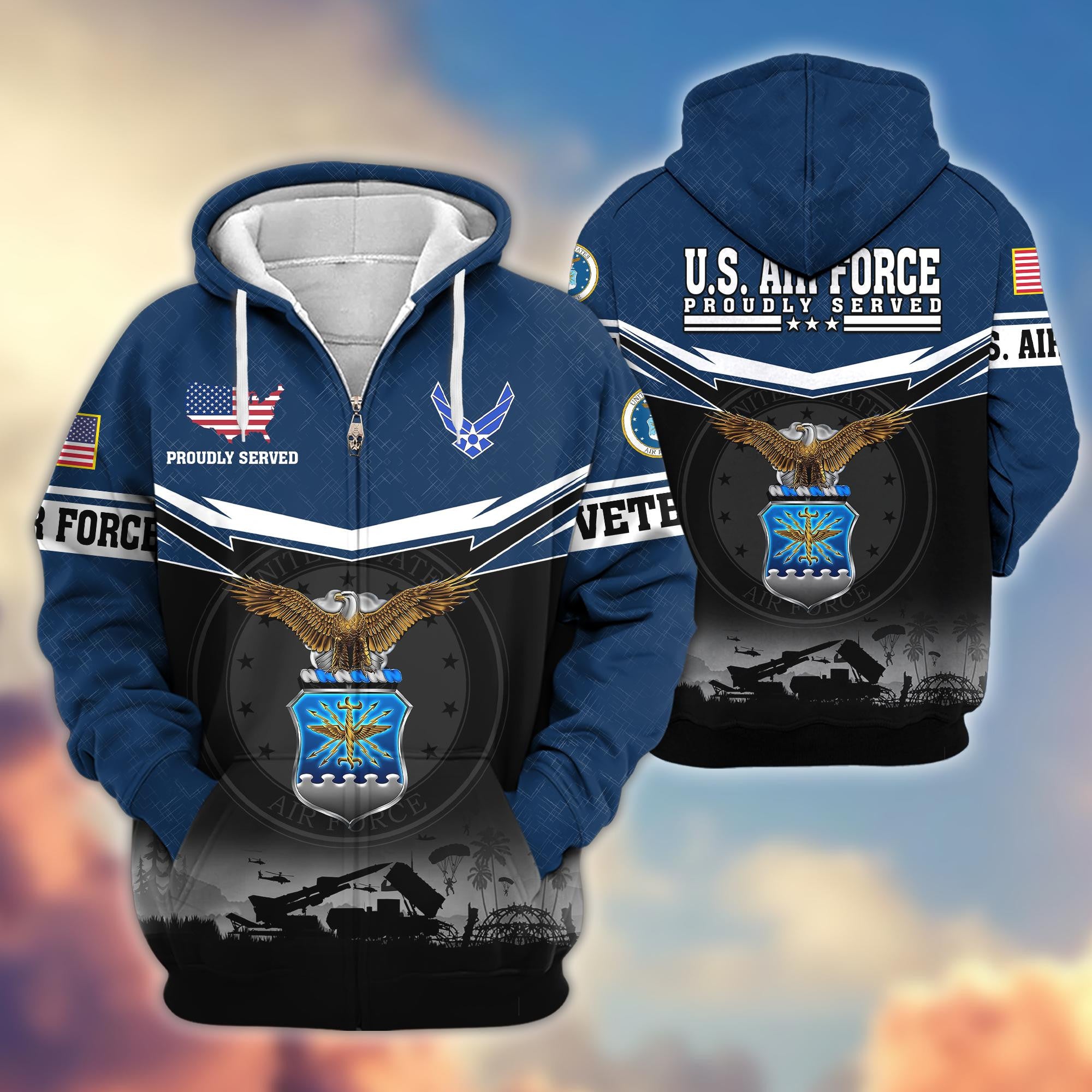 Premium US Veterans Zip Hoodie BPHN131011, Gifts For US Veterans, Gifts On Father's Day, Veterans Day.