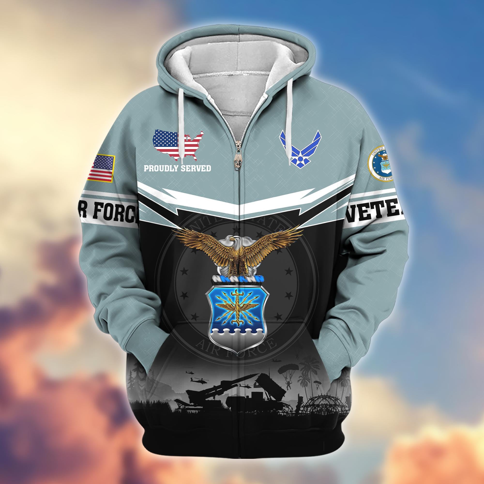 Premium US Veterans Zip Hoodie BPHN131011, Gifts For US Veterans, Gifts On Father's Day, Veterans Day.