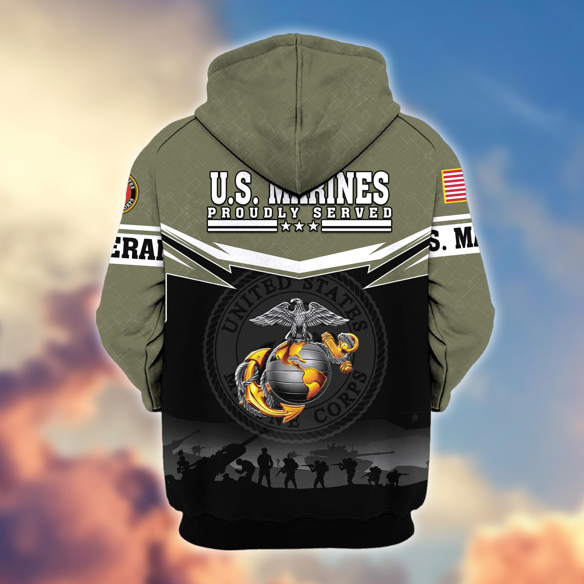 Premium US Veterans Zip Hoodie BPHN131011, Gifts For US Veterans, Gifts On Father's Day, Veterans Day.