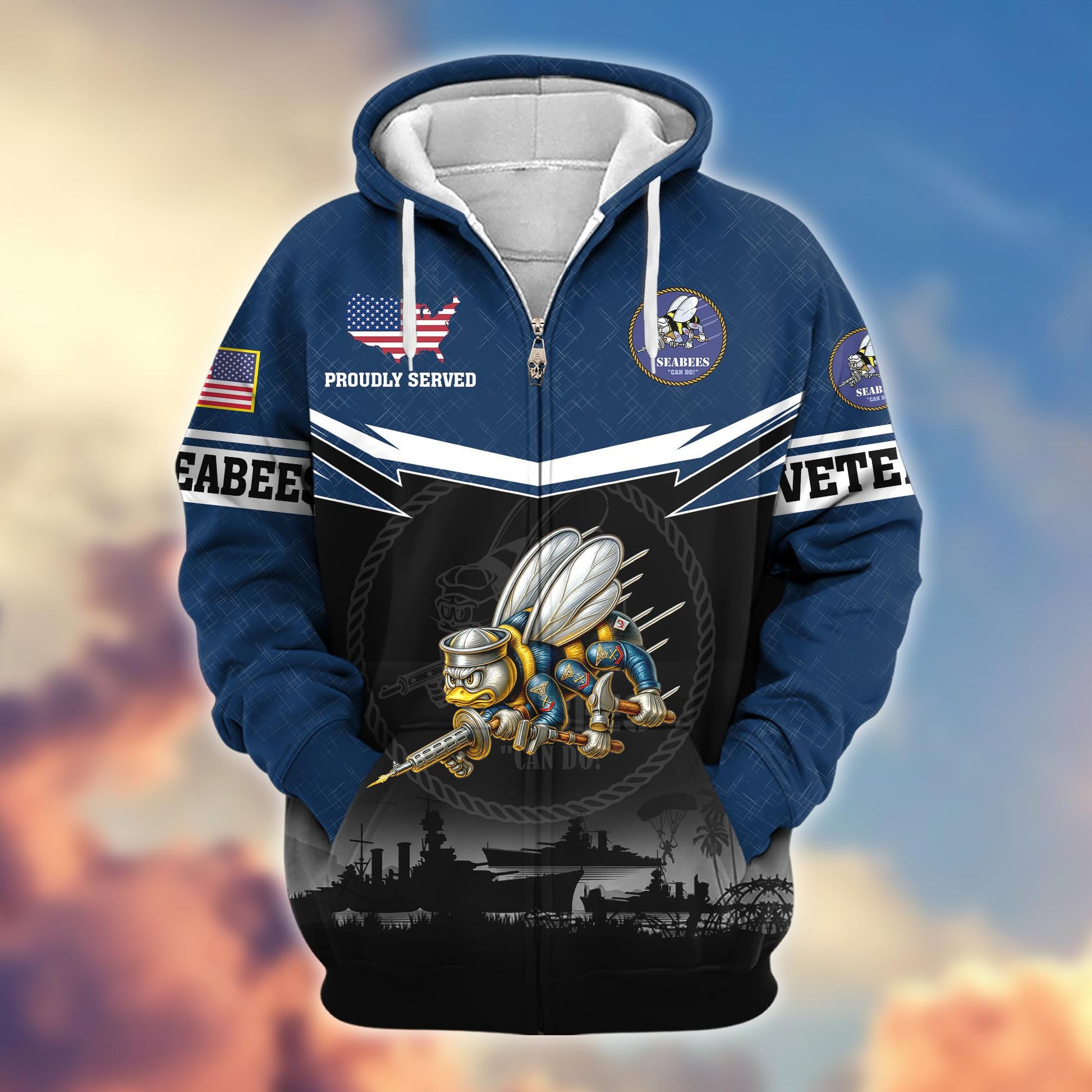 Premium US Veterans Zip Hoodie BPHN131011, Gifts For US Veterans, Gifts On Father's Day, Veterans Day.