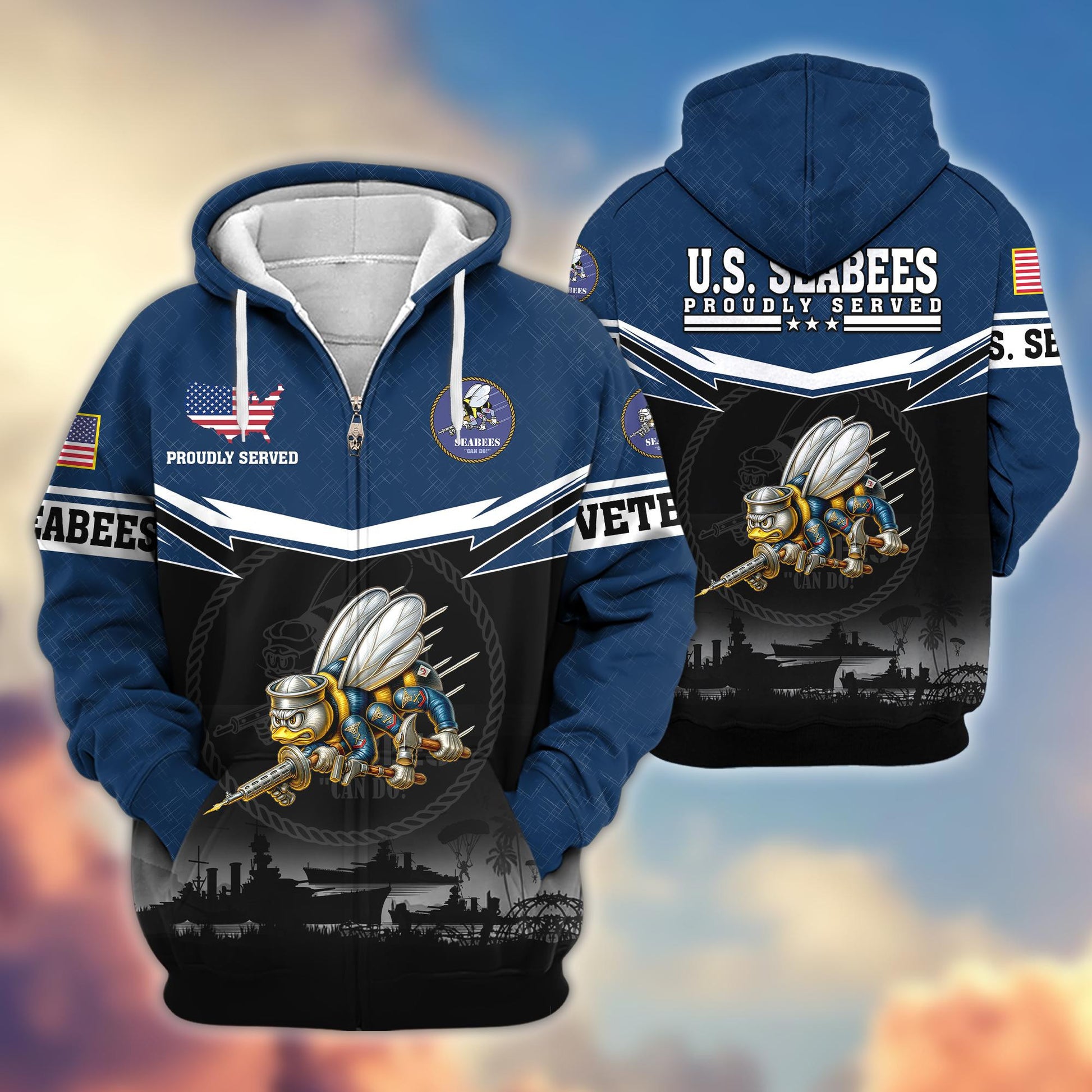 Premium US Veterans Zip Hoodie BPHN131011, Gifts For US Veterans, Gifts On Father's Day, Veterans Day.
